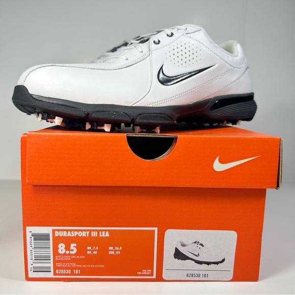 Nike Golf Durasport III Leather Shoes White 628530-101; Like NEW, Men’s Size 8.5 - Picture 1 of 16